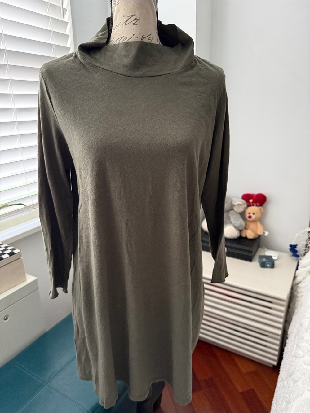 Free People Olive Mock Neck Long Sleeve Top